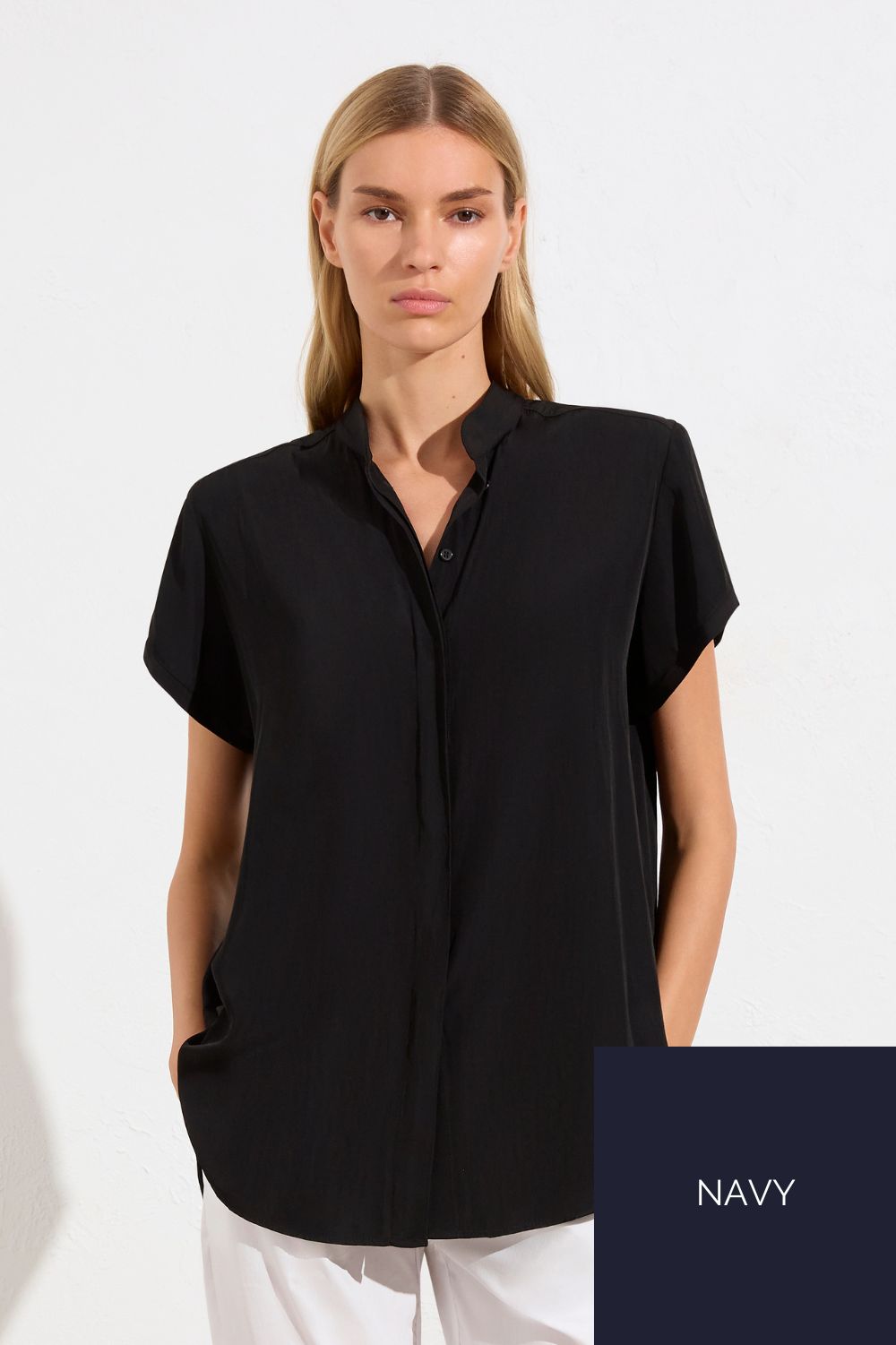 Mela Purdie Soft Stand Shirt | Navy_Silvermaple Boutique