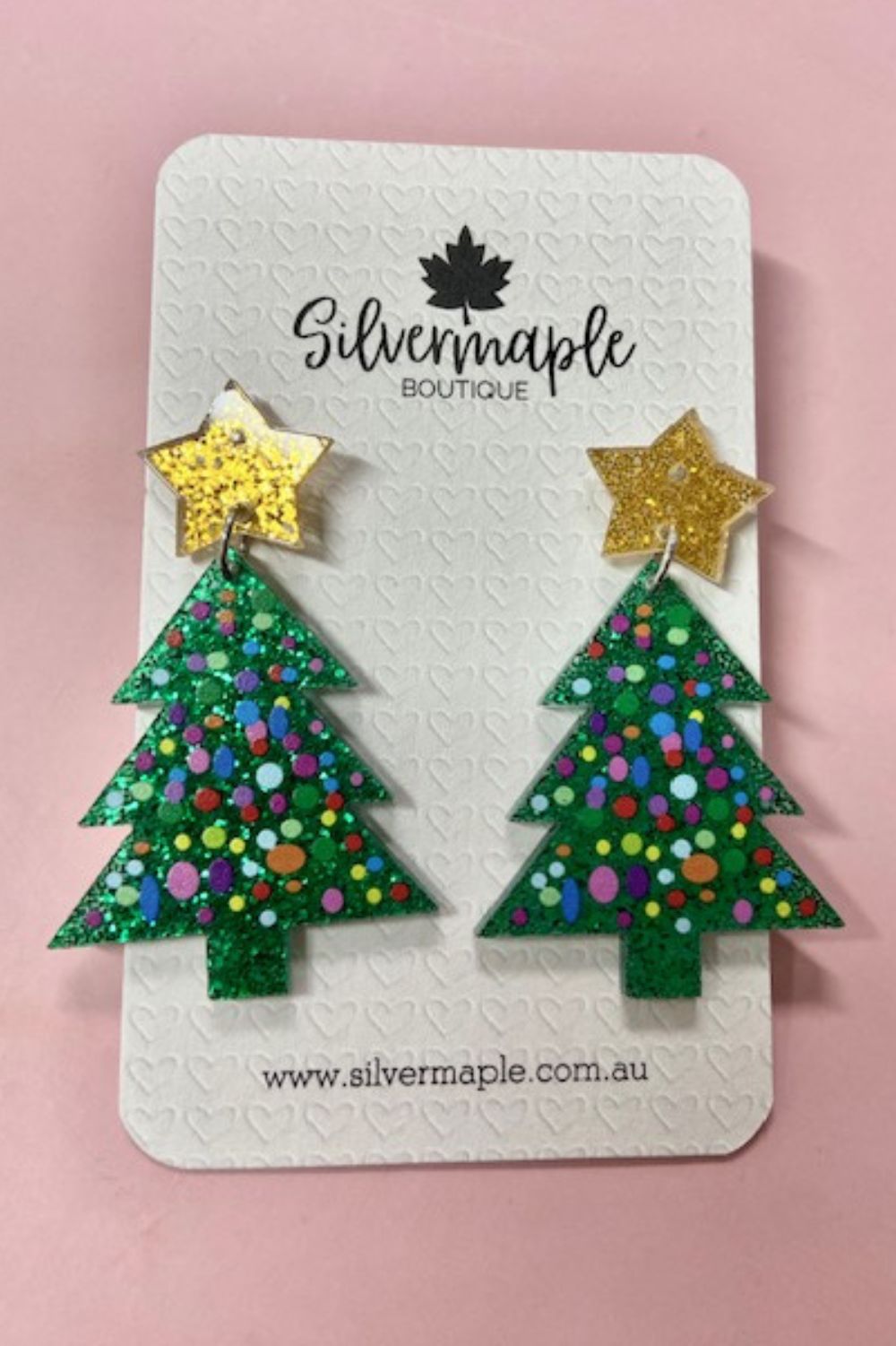 Silvermaple Collection Sparkling Christmas Tree Earrings_Silvermaple Boutique