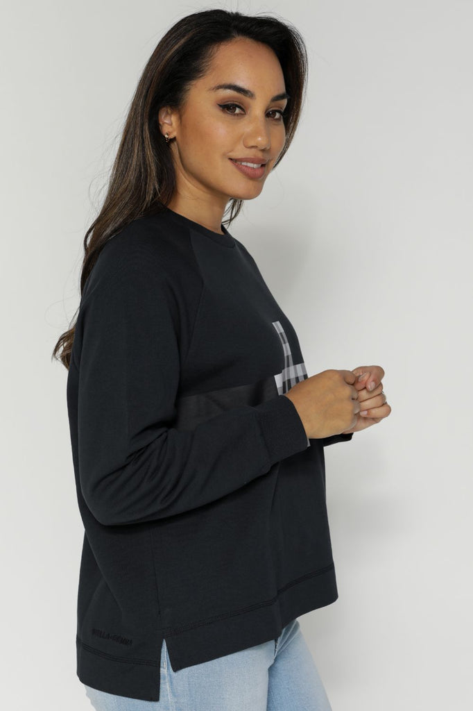 Stella + Gemma Ithica Sweater | Black Gingham Cross_Silvermaple Boutique