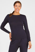 Tani High Neck Long Sleeve Top | Navy | 79276_Silvermaple Boutique