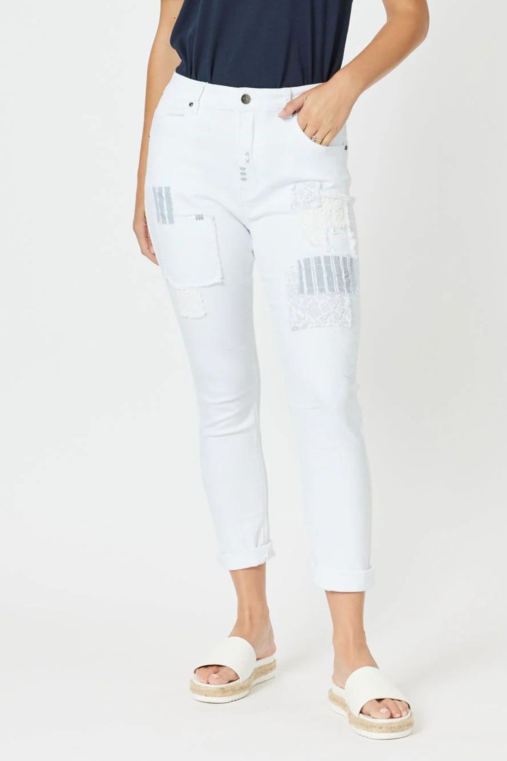 Threadz & Clarity Taylor Patch Jeans | White_Silvermaple Boutique