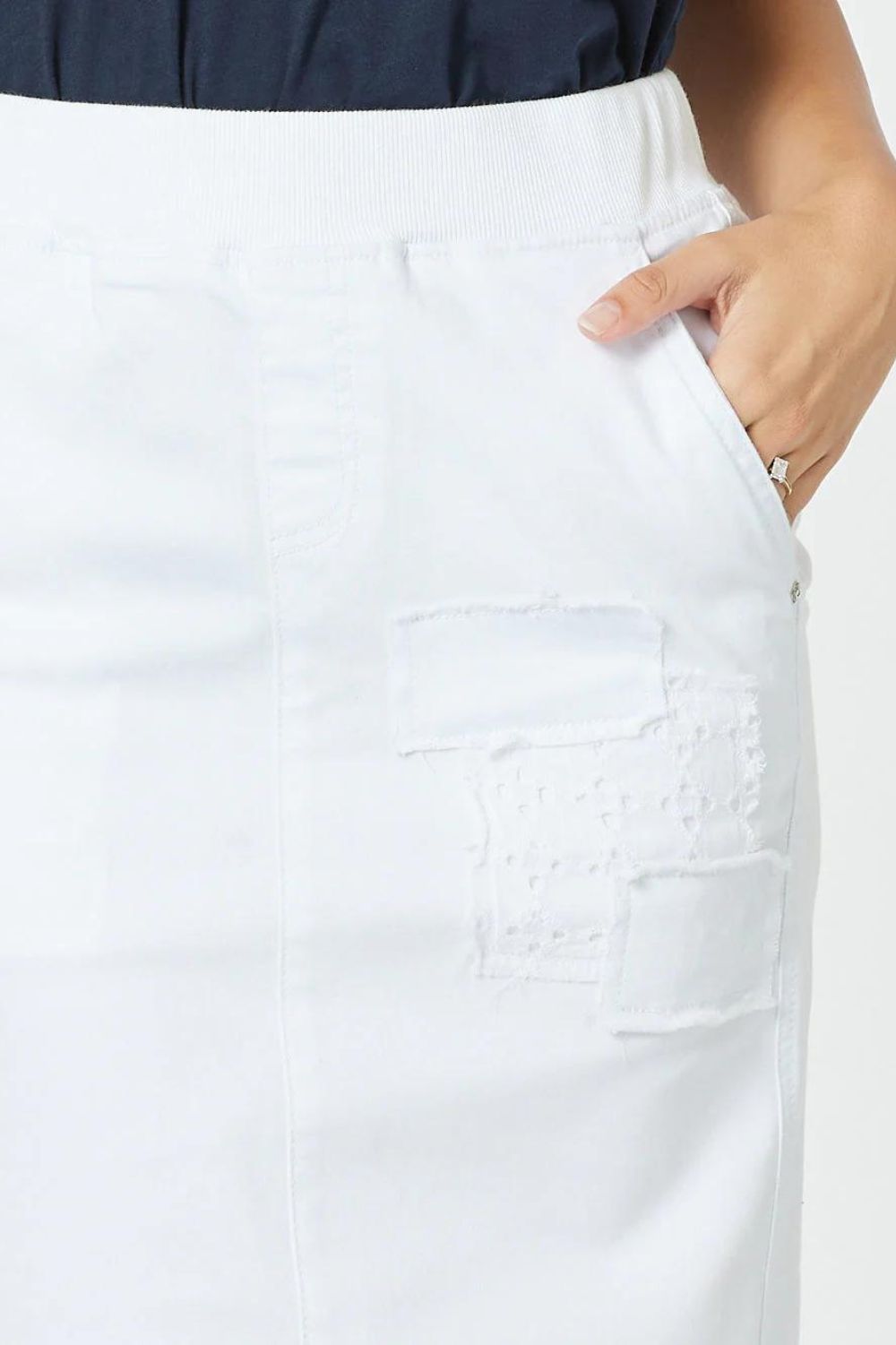 Threadz & Clarity Portia Denim Skirt | White_Silvermaple Boutique