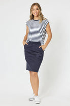 Threadz & Clarity Portia Denim Skirt | Navy_Silvermaple Boutique