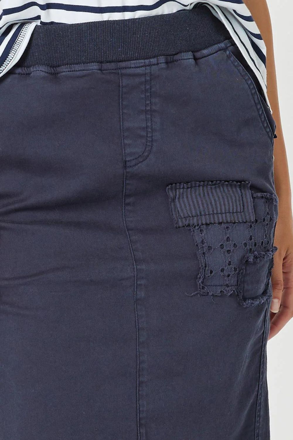 Threadz & Clarity Portia Denim Skirt | Navy_Silvermaple Boutique