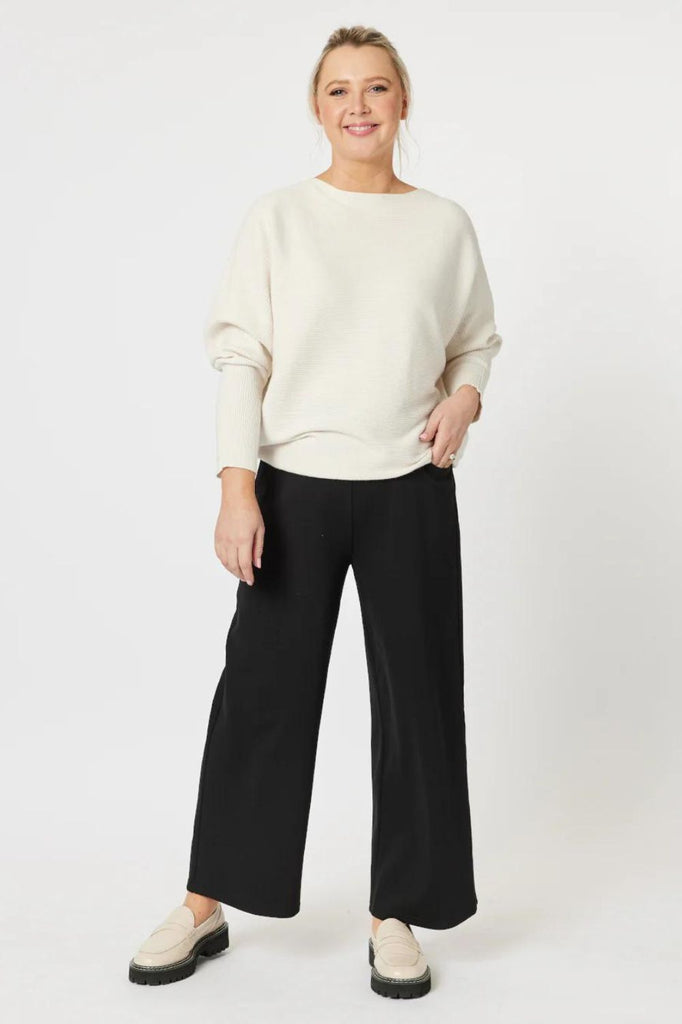 Threadz & Clarity Kimmy Ponti Wide Leg Pant | Black_Silvermaple Boutique