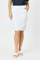 Threadz & Clarity Portia Denim Skirt | White_Silvermaple Boutique