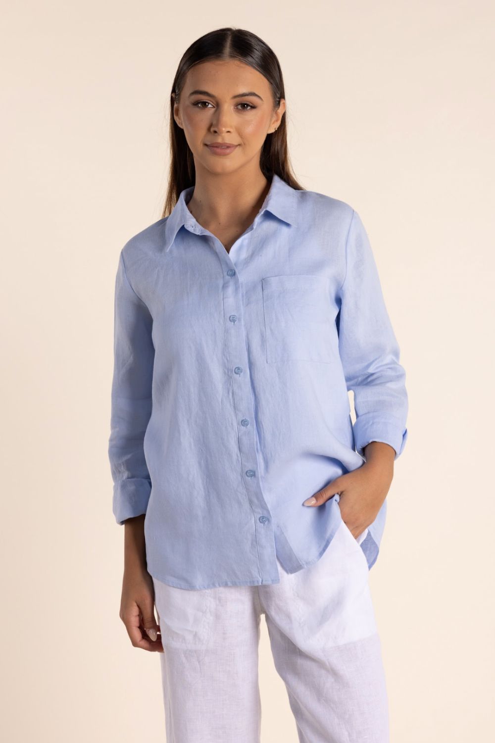 Two T's Linen Shirt | Sky_Silvermaple Boutique