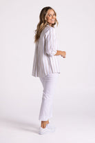 Two T's Linen Stripe Shirt | Natural/White_Silvermaple Boutique