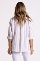 Two T's Linen Stripe Shirt | Natural/White_Silvermaple Boutique