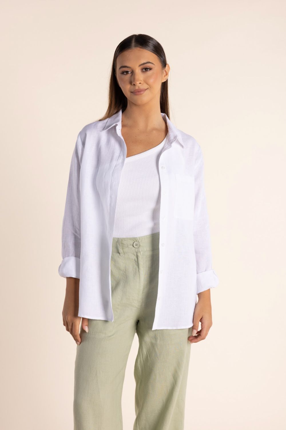 Two T's Linen Shirt | White_Silvermaple Boutique