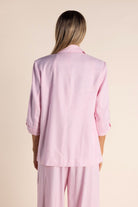 Two T's Linen Mix Blazer with Tab Sleeve | Pink Rose_Silvermaple Boutique