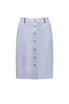 Vassalli Button Through Skirt | Blue Stripe_Silvermaple Boutique