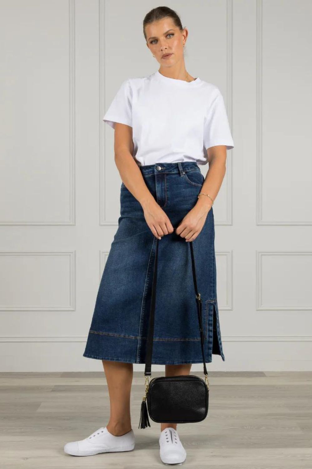 Zjoosh Madison Denim Skirt | Indigo Denim_Silvermaple Boutique