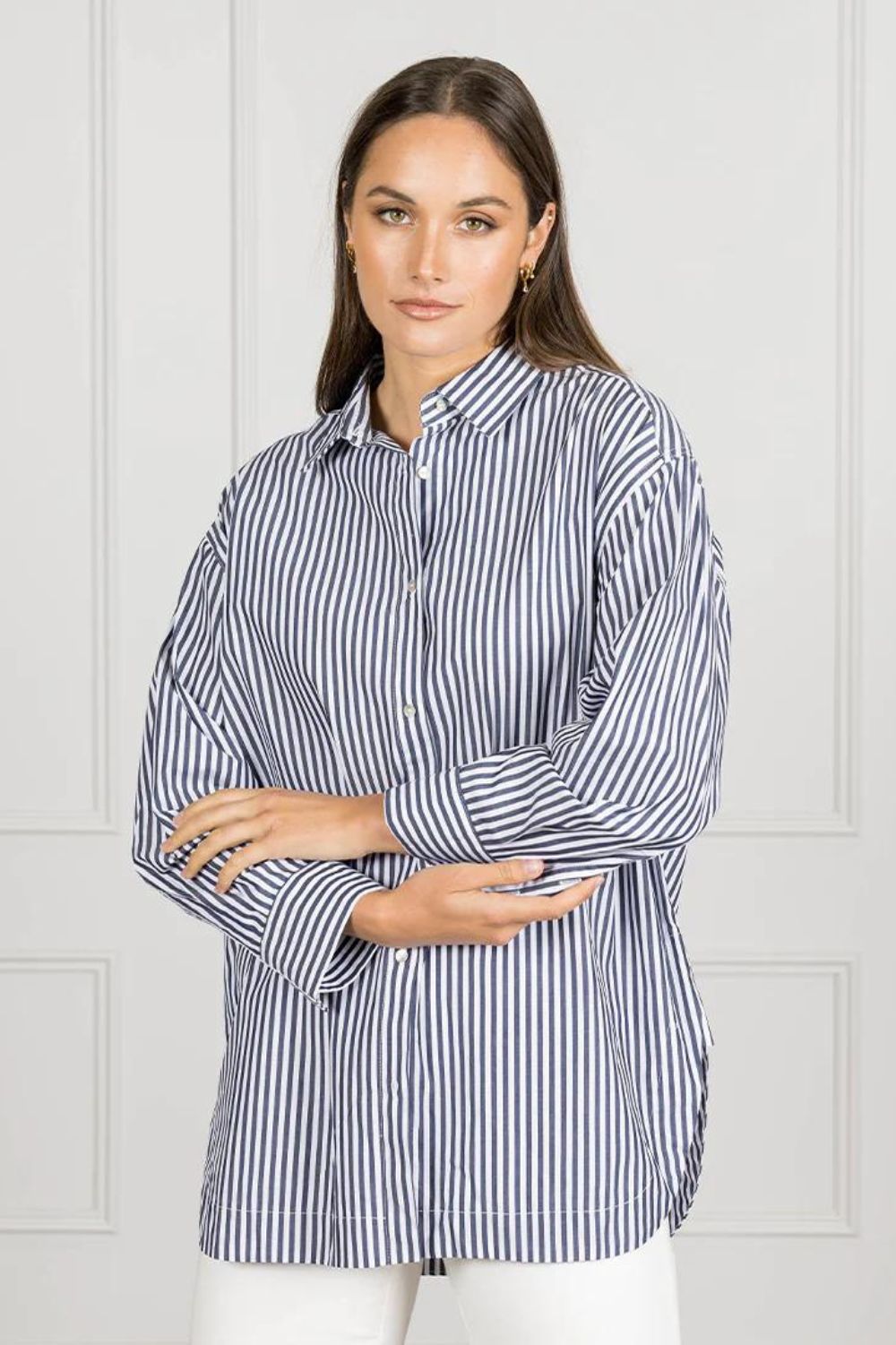 Zjoosh Tatum Striped Shirt | Navy_Silvermaple Boutique