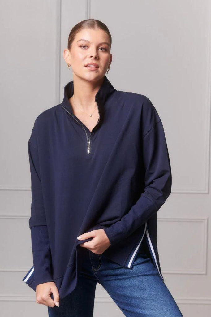 Zjoosh Alysha Zip Through Sweatshirt | Navy_Silvermaple Boutique