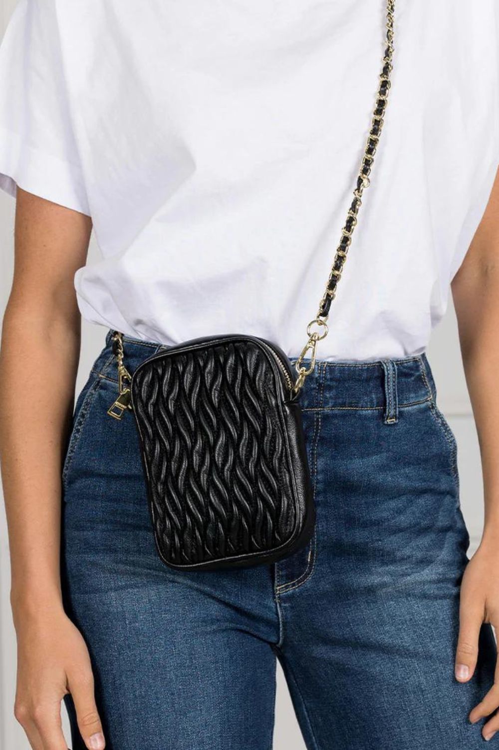 Zjoosh Ava Rouche Cross Body Bag | Black_Silvermaple Boutique