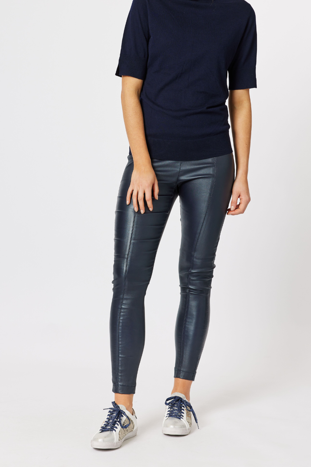 Hammock and Vine Leigh Wetlook Slim Leg Pant | Ink_Silvermaple Boutique 