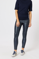 Hammock and Vine Leigh Wetlook Slim Leg Pant | Ink_Silvermaple Boutique 