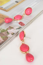 Trio Stone Drop Earrings | Fuschia - Silvermaple Boutique