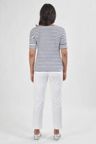 Vassalli Boat Neck Top | White / Navy_Silvermaple Boutique