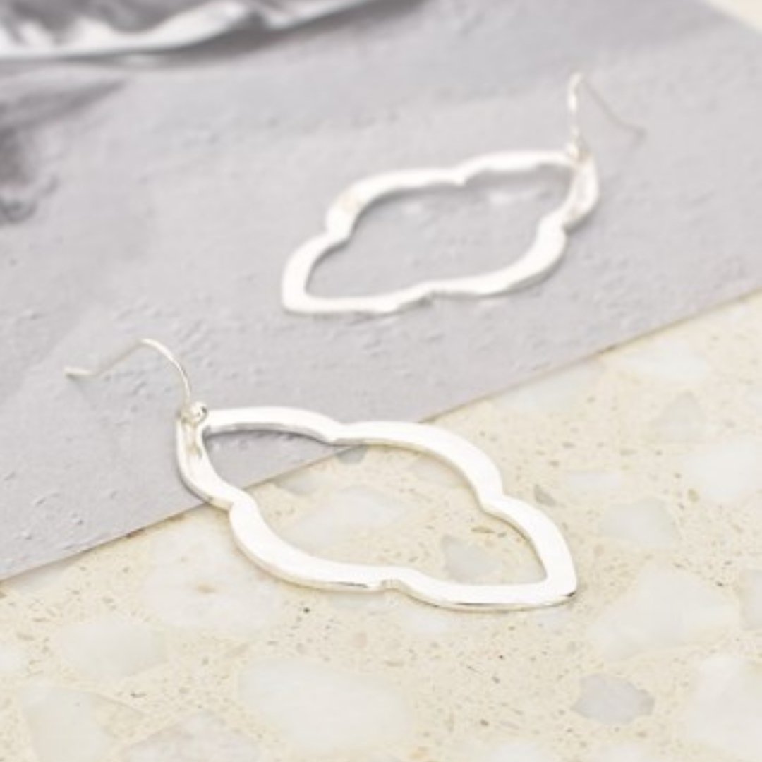 Adorne Cairo Geo Shape Hook Earrings | Silver_Silvermaple Boutique