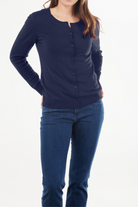 Fields Essential Button to Neck Cardi | Navy_Silvermaple Boutique 