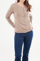 Fields Essential Button to Neck Cardi | Camel _Silvermaple Boutique 