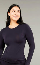 Tani High Neck Long Sleeve Top | Navy | 79276_Silvermaple Boutique