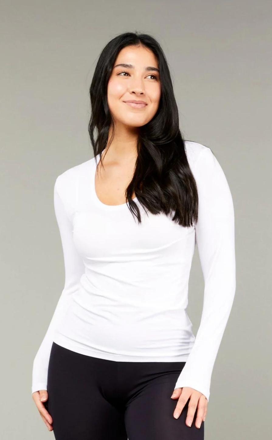 Tani Long Sleeve Scoop Top | White | 79350_Silvermaple Boutique