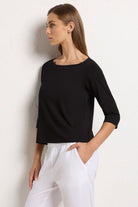 Mela Purdie Relaxed Boat Neck | Black | F01 2630_Silvermaple Boutique