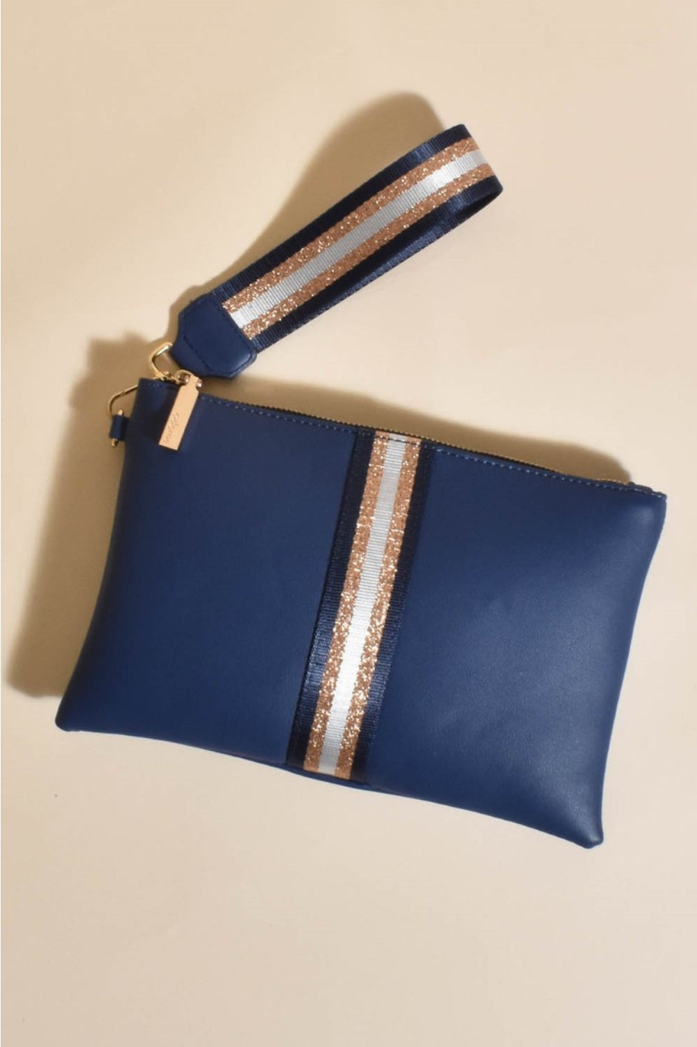 Adorne Leila Stripe Pouch | Navy_Silvermaple Boutique