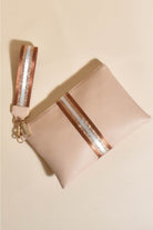 Adorne Leila Stripe Pouch | Camel/Gold_Silvermaple Boutique