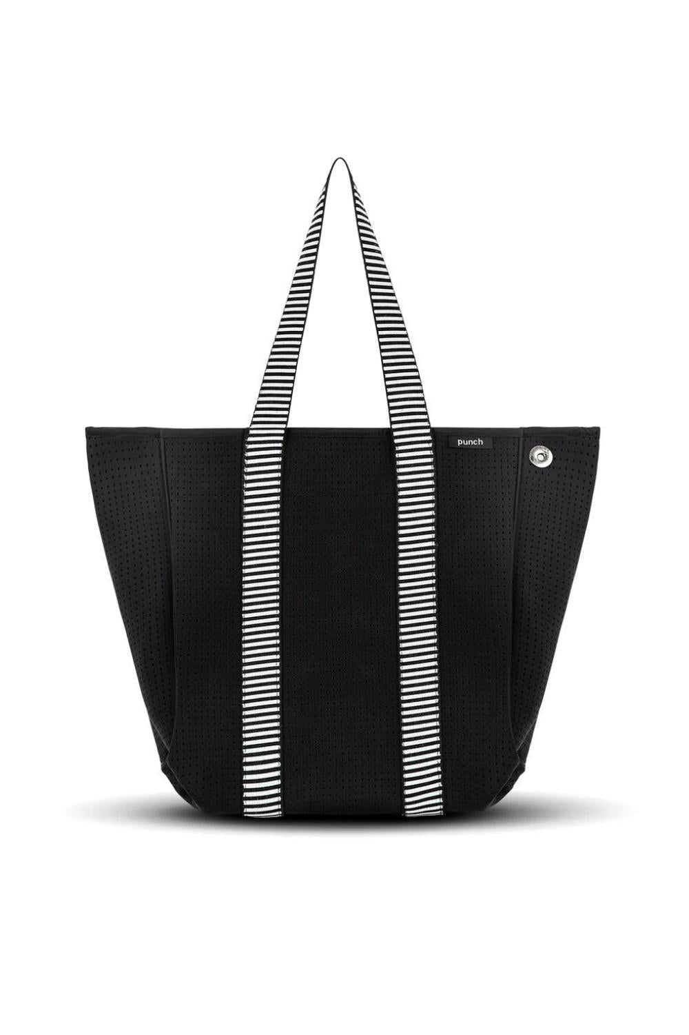 Punch Neoprene Neoprene Stripe Tote | Black/White_Silvermaple Boutique