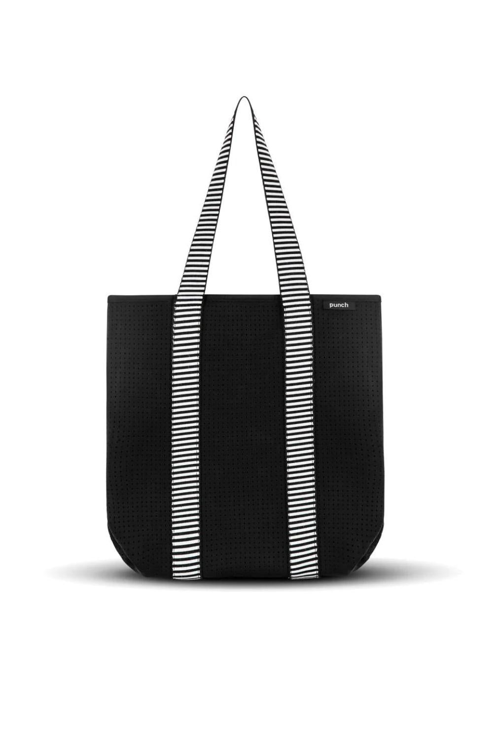 Punch Neoprene Neoprene Stripe Tote | Black/White_Silvermaple Boutique