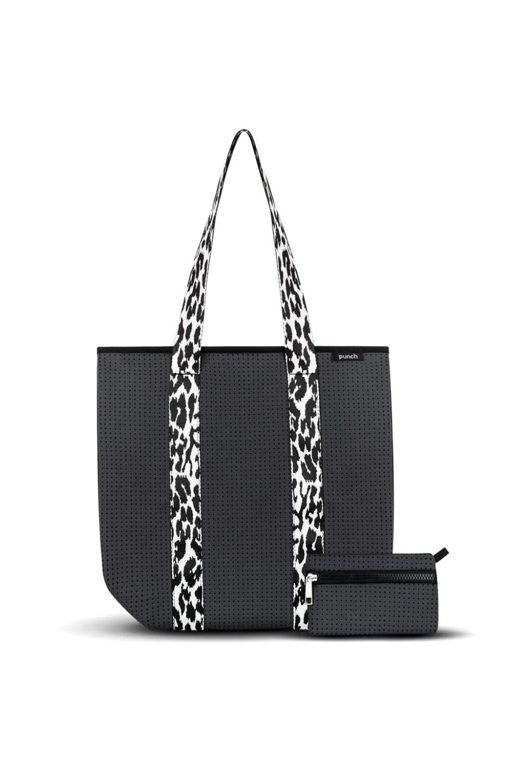 Punch Neoprene Neoprene Tote Leopard Strap | Charcoal_Silvermaple Boutique