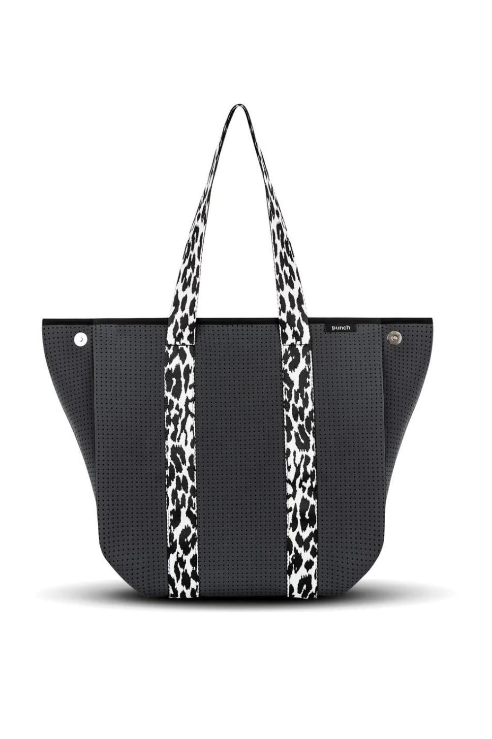 Punch Neoprene Neoprene Tote Leopard Strap | Charcoal_Silvermaple Boutique