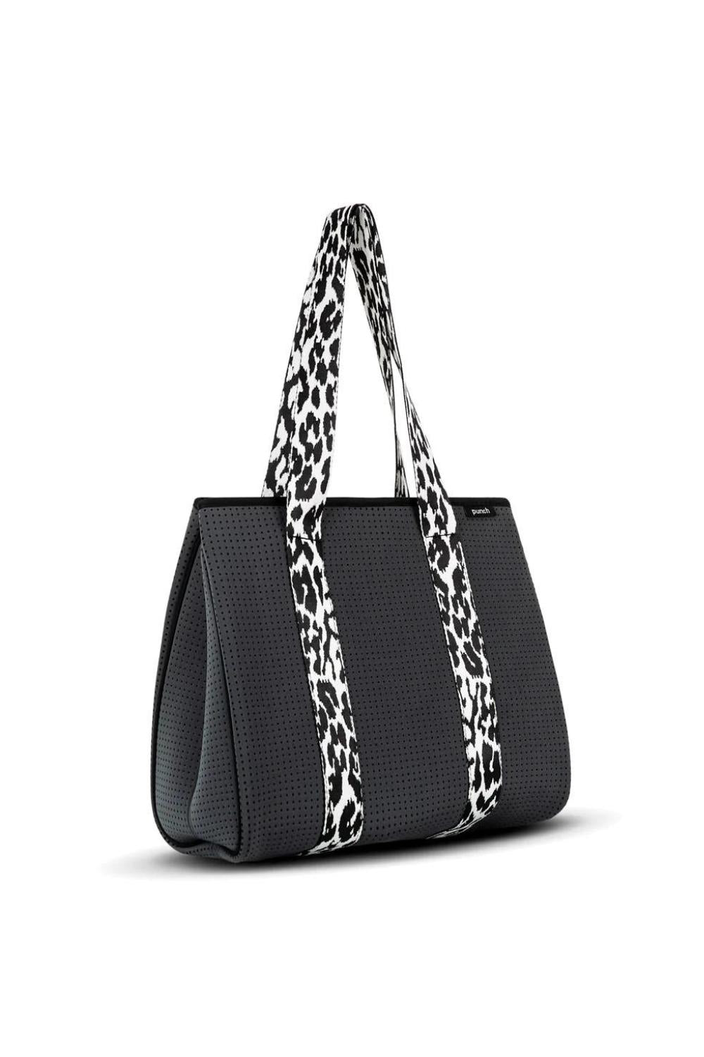 Punch Neoprene Neoprene Tote Leopard Strap | Charcoal_Silvermaple Boutique