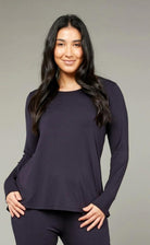 Tani Split Hem Long Sleeve Top | Navy | 79410_Silvermaple Boutique