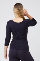 Tani 3/4 Sleeve Scoop Top | Navy 79245_Silvermaple Boutique